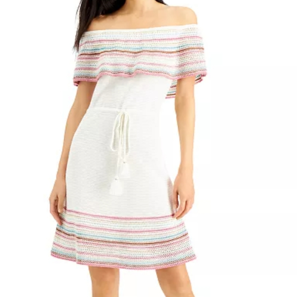 INC International Concepts Multicolor Off-Shoulder Dress size M